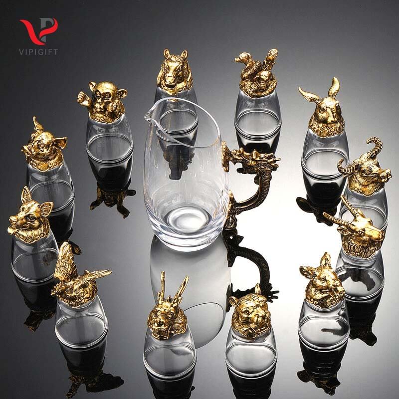 bộ bình ly 12 con giáp vàng