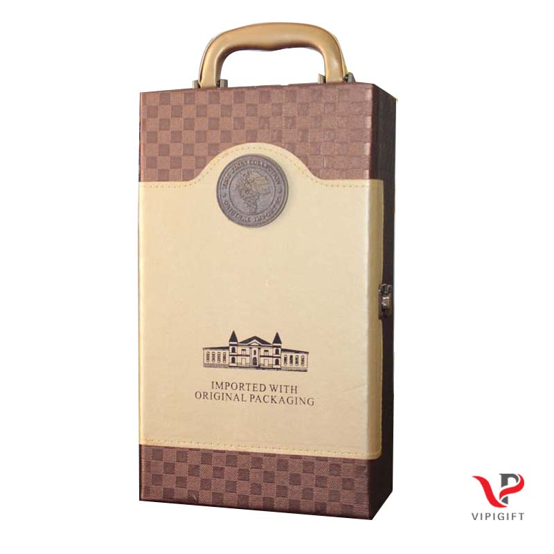 Hộp da caro nâu cao cấp
